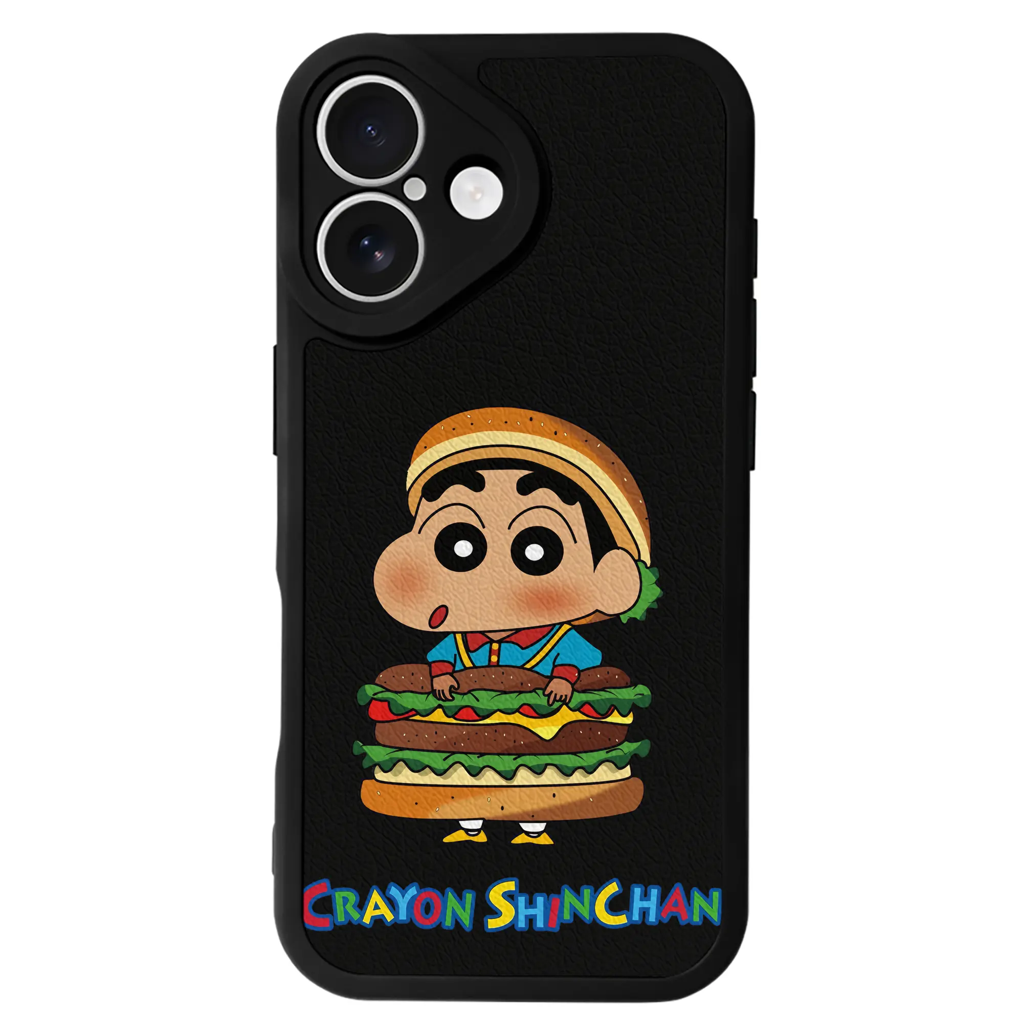 クレヨンしんちゃん グッズ 野原 しんのすけ - IPhone 16シリーズ対応 ・ シリコンスマホケース ・ レザー調 ・ 高精度フィット ・ 耐衝撃 ・ ワイヤレス充電対応 ・ 精密カット